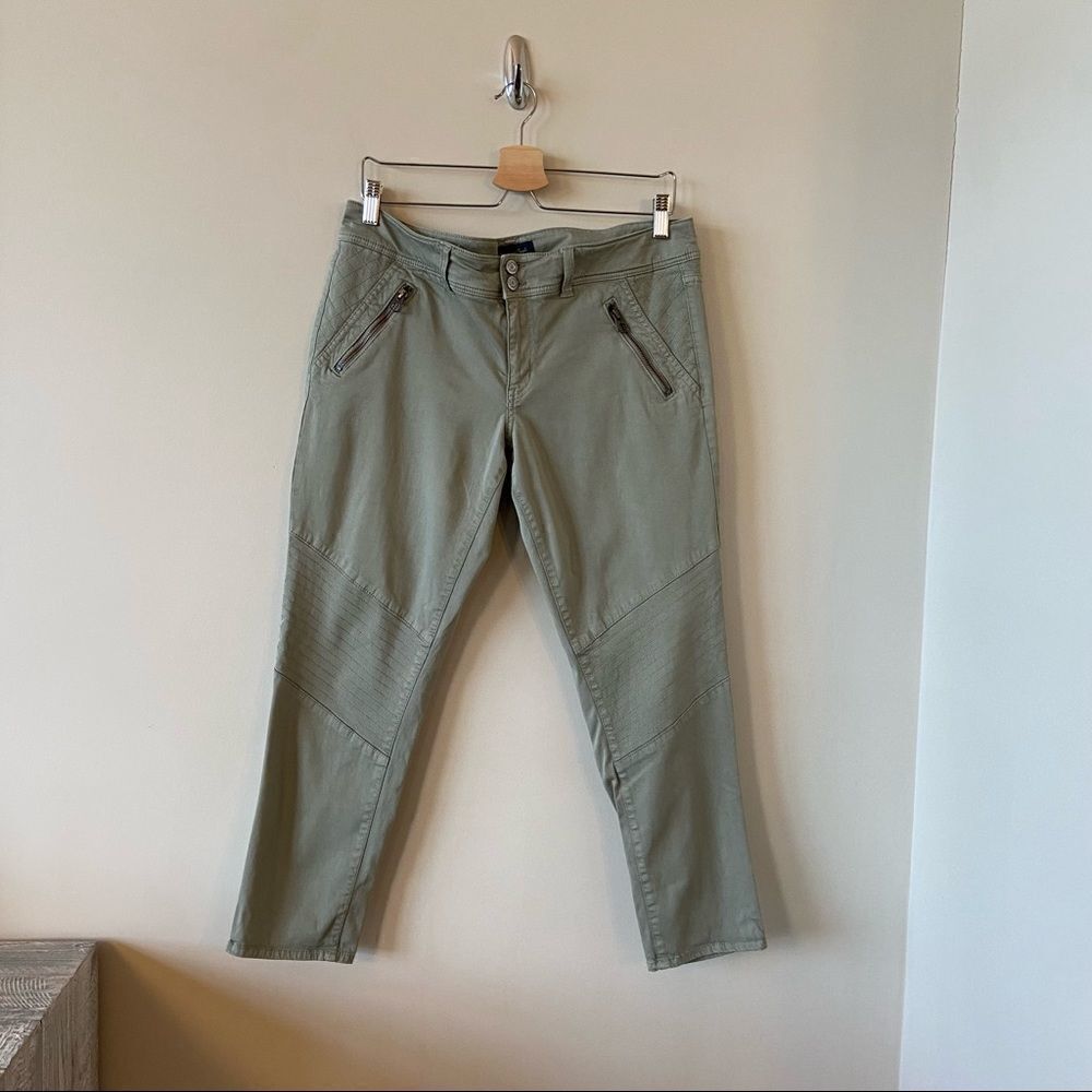 American Eagle Outfitters-Green Moto Super Stretch Pants (Size:12)